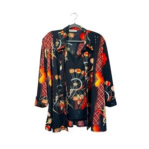 Sole Dione twinset jacket and camisole women’s XL black abstract art to wear VTG